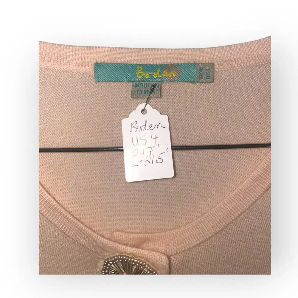 Boden Lightweight Sweater | Womens Sz 4 | Peach | Embellished Buttons | EUC - Picture 4 of 4